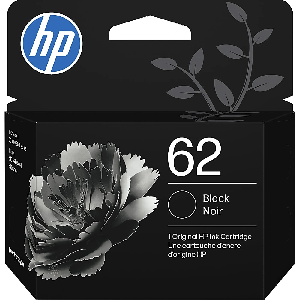 HP 62 Black Ink Cartridge (C2P04AN) HP 62 Black Ink Cartridge; Yield: 200 pages