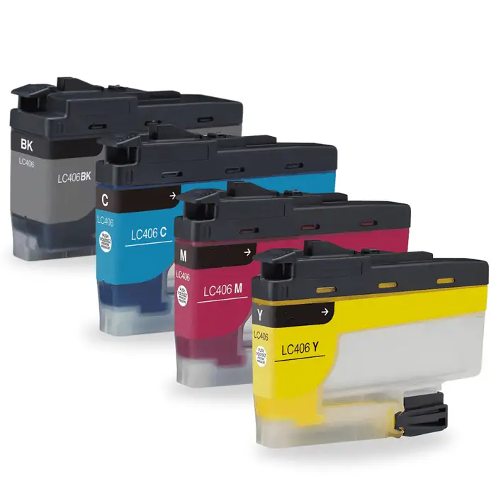 Includes Standard Yield LC406 Black, Cyan, Magenta, Yellow