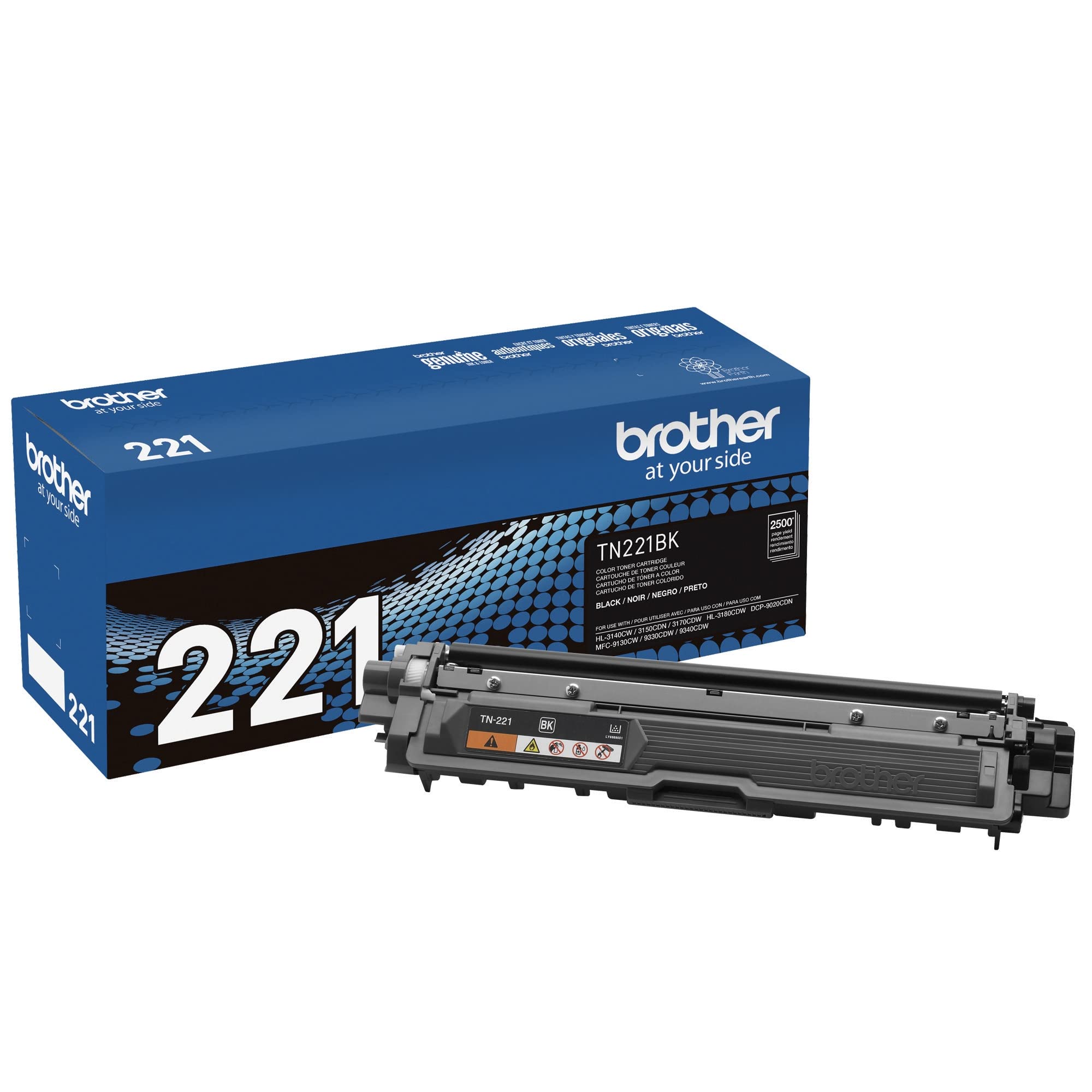 Brother TN221BK Black Toner Cartridge TN221BK Black Toner Cartridge; Yield: 2,500 pages
