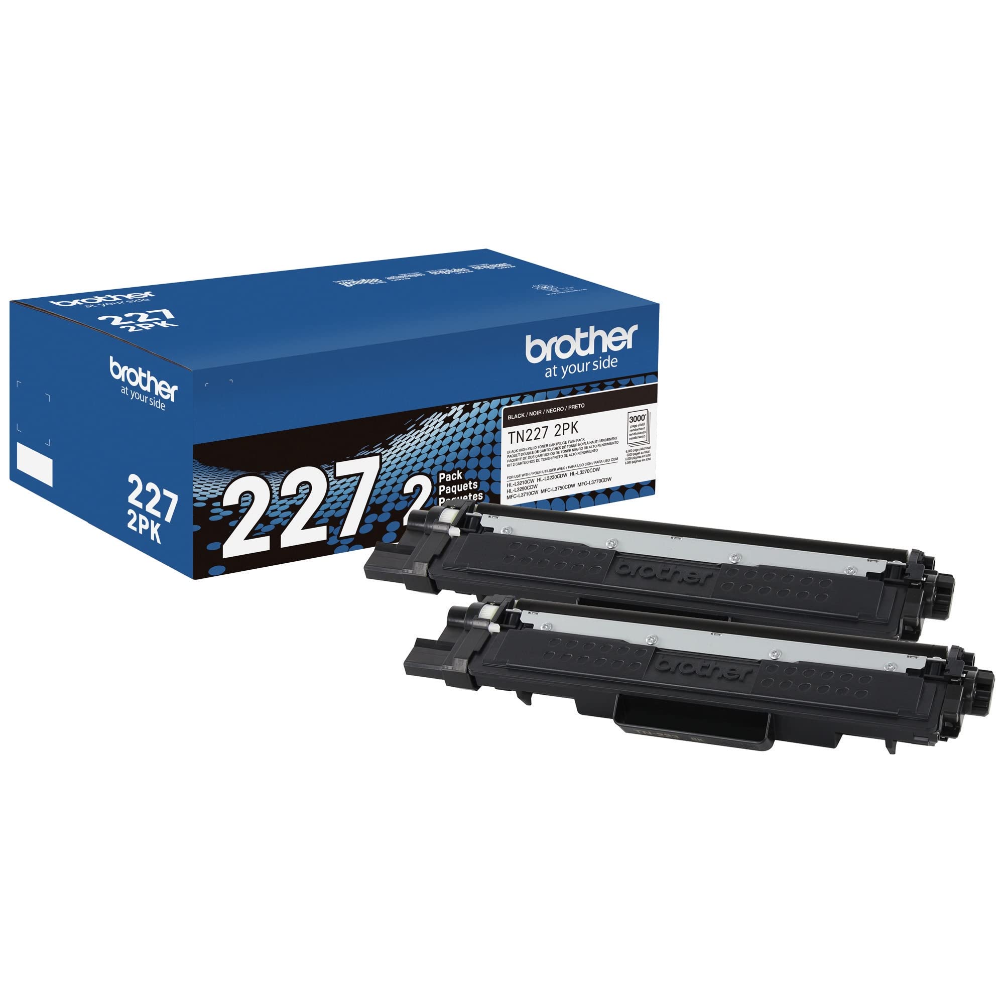 Brother TN2272PK Black Toner Cartridge Twin Pack Brother Genuine High-Yield Black Toner Cartridge Twin Pack TN227 2PK.