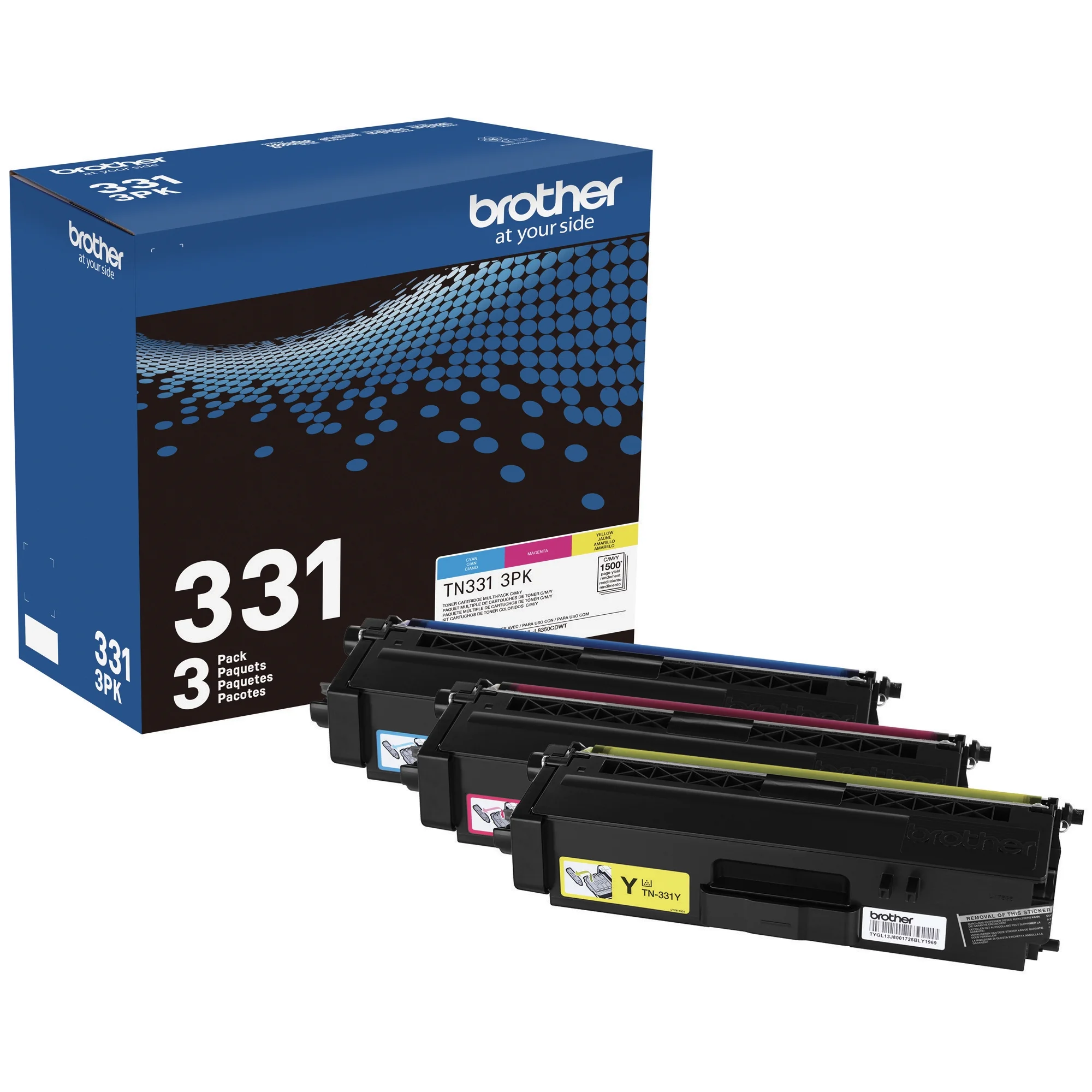 Brother Standard Yield Color Toner Cartridge Multi-Pack (Cyan, Magenta and Yellow) (Includes TN331C, TN331M, TN331Y) (1,500 Yield)