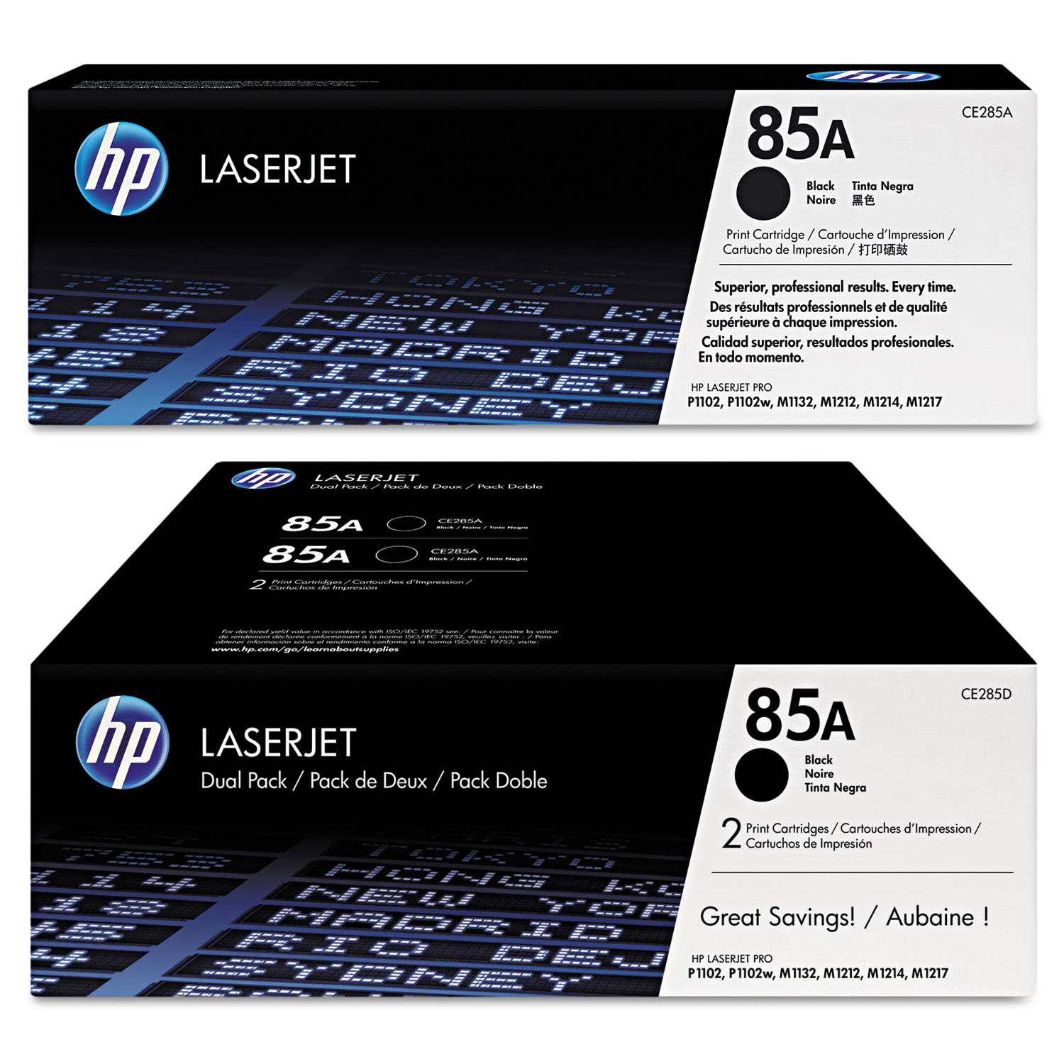 HP 85A Bundle, Includes 1 x CE285A & 1 x CE285D  Black Original LaserJet Toner Cartridges (3 x 1,600 Yield)